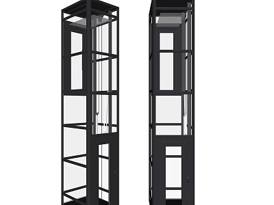 Modern Glass Elevator With Metal Frame And Transparent Design For Building Interior 3d model