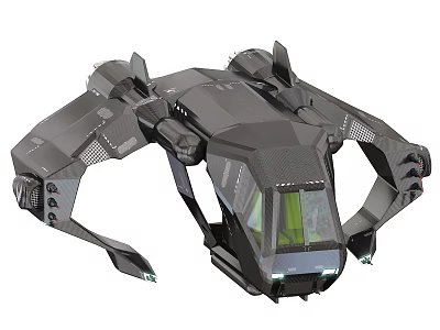 Futuristic Black Flying Vehicle With Advanced Mechanical Structure And Transparent Cockpit 3d model