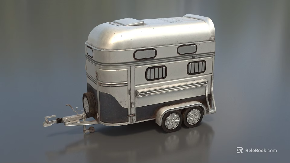 Metallic Silver Utility Trailer Design With Windows And Practical Transport Features 3d model 