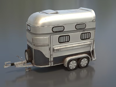 Metallic Silver Utility Trailer Design With Windows And Practical Transport Features 3d model