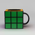 Tech Exhibition Hall Featuring Colorful Rubik's Cube With Purple Green Panels