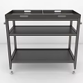 Sturdy Metal Serving Cart with Three Tiers Handles and Rolling Wheels