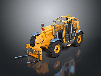 Yellow Telehandler Extendable Boom Forklift With Large Tires Operator Cabin Heavy Duty Construction Equipment 3d model