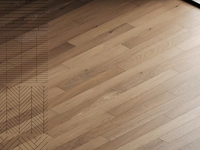 Light Natural Oak Wood Flooring With Herringbone Pattern And Natural Grain For Modern Home 3d model