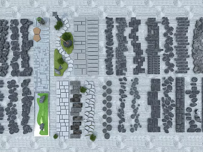 Various Stepping Stone Path Designs Featuring Different Stone Shapes And Patterns 3d model