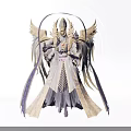Mythical Divine Character With Angelic Wings Circular Halo And Ornate Long Robe