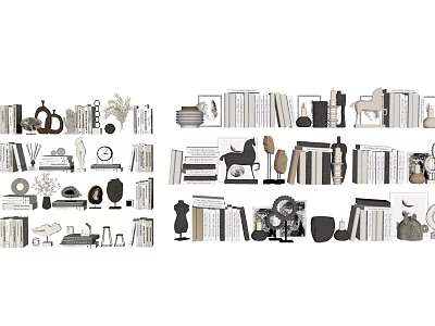 Assorted Books And Magazines Collection With Various Sizes And Decorative Items 3d model