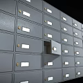 Gray Metal File Cabinets With Multiple Drawers Some Partially Open And Label Slots