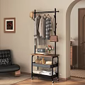 Modern Storage Rack with Hanging Coats Sweaters Hat and Shelves for Books Vase Storage Boxes