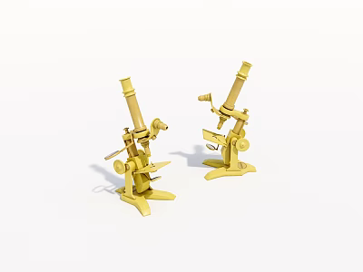 Two Golden Microscopes as Industrial Equipment for Laboratory and Scientific Use 3d model