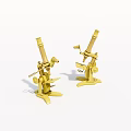 Two Golden Microscopes as Industrial Equipment for Laboratory and Scientific Use