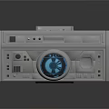 Futuristic Sci Fi Console With Blue Circular Display And Control Buttons