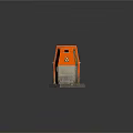 Detailed Orange Miniature Structure With Graffiti And Warning Stripes On Base 3d model