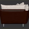Modern Beige Fabric Two-Seater Sofa With Wooden Armrests Metal Legs And Accent Pillows