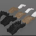 Landscape Bridges Models With Various Colors Different Designs And Steps 3d model