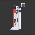 Futuristic Sci Fi Gate With Red White Digital Screens And Mechanical Structure Modern Entrance Portal