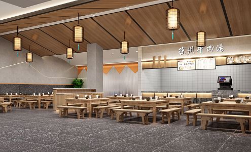 New Chinese style snack bar Beef soup snack bar 3d model