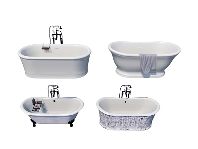 Assorted Design Bathtubs With Faucet Towel Claw Feet And Decorative Pattern 3d model