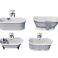 Assorted Design Bathtubs With Faucet Towel Claw Feet And Decorative Pattern