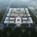 Aerial View Of Modern Industrial Park With Central Buildings And Green Surroundings