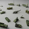 Various Military Camouflage Toy Models Including Tanks Helicopters And Missile Launchers
