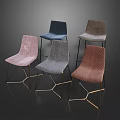 Five Modern Accent Chairs Upholstered in Pink Blue Gray Brown Fabric with Geometric Metal Legs