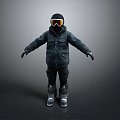 Black Ski Jacket With Goggles Helmet And Boots For Winter Sports Gear