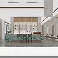 Elegant Luxury Sales Office Lobby With Marble Bar And High End Interior Design