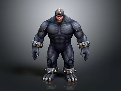 Muscular Horned Dark Skinned Game Movie Character With Metal Bracelets Anklets And Claws 3d model