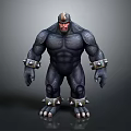 Muscular Horned Dark Skinned Game Movie Character With Metal Bracelets Anklets And Claws
