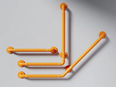 Orange Grab Bars With Textured Surface For Safety And Accessibility 3d model