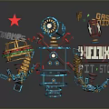 Blue Humanoid Game Movie Character With Mechanical Structure And Colorful Gaming Elements