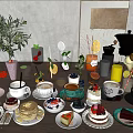 Assorted Delicious Food Spread With Homemade Desserts Fresh Fruit And Handcrafted Beverages