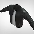 Black Leather Bomber Jacket With White T-shirt Underneath Zipper Front And Pockets