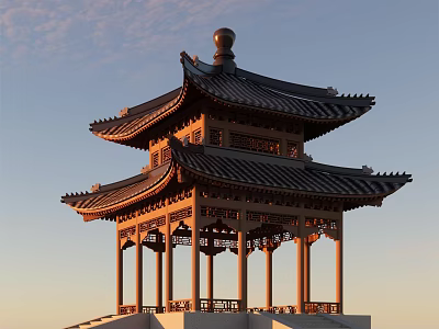 Garden Landscape Featuring Traditional Chinese Pavilion With Multi Tiered Roof And Carved Wooden Details 3d model