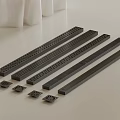 Long Black Decorative Strips And Small Square Pieces With Holes