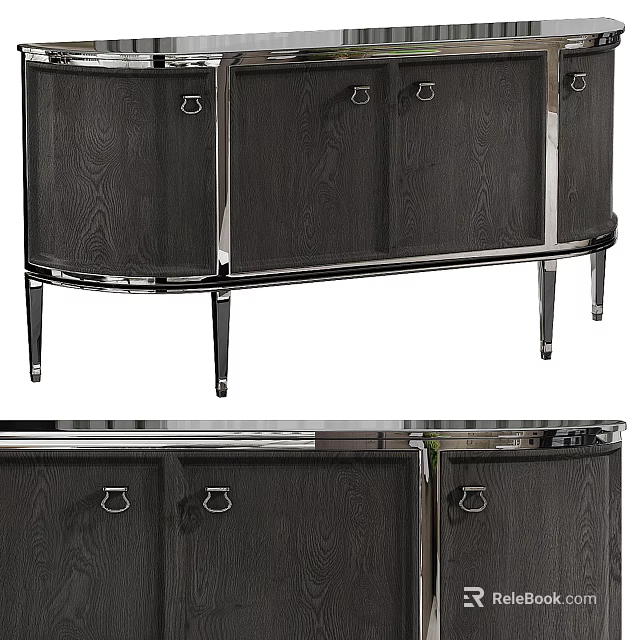 Modern Elegant Entryway Cabinet Sideboard With Wooden Surface And Metal Legs 3d model 