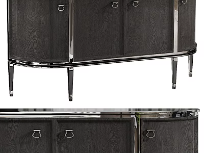 Modern Elegant Entryway Cabinet Sideboard With Wooden Surface And Metal Legs 3d model