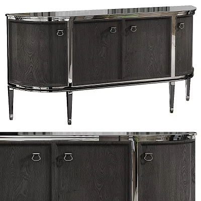 Modern Elegant Entryway Cabinet Sideboard With Wooden Surface And Metal Legs 3d model