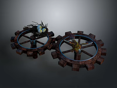 Unique Vintage Gear Shaped Decorative Lamps With Industrial Rustic Design Features 3d model