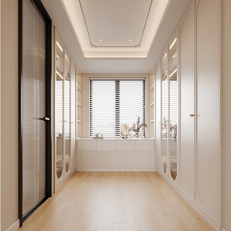 Cloakroom Wardrobe Changhong Glass Door Blinds 3d model