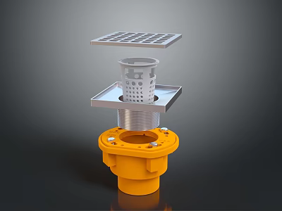 Industrial Equipment Structure With Yellow Base And Silver Metal Square Grid Top 3d model