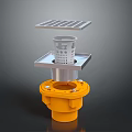 Industrial Equipment Structure With Yellow Base And Silver Metal Square Grid Top