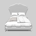 Double Bed with Curved Headboard Soft Pillows and Quilted Bedding Modern Design