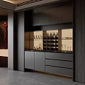 Modern Wine Cabinet With Glass Display Doors And Wine Bottle Storage Racks