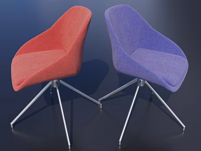 Stylish Modern Lounge Chairs With Red And Purple Fabric And Metal Legs 3d model