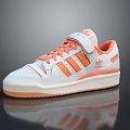 Adidas White And Orange Casual Sneakers With Three Stripes And Lace Up Design