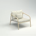 Light Beige Single Sofa with Wooden Frame Soft Fabric Cushion and Decorative Pillow