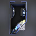 Interstellar Crossing VIII Modern Exhibition Booth Entrance Blue Black With Moon Surface Earth