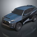 Futuristic Dark Blue SUV With Angular Geometric Exterior Design And Reflective Surface 3d model